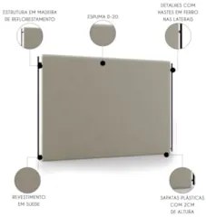 Cabeceira Cama Box Casal Queen 160cm Oscar Z37 Suede Bege - Mpozenato