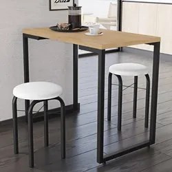 Conjunto Mesa de Cozinha Prattica Industrial 90cm com 2 Banquetas F02
