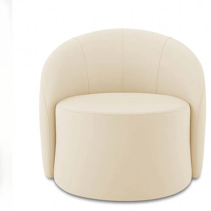 Poltrona Decorativa Orgânica Lua Sintético Bege D03 - D'Rossi
