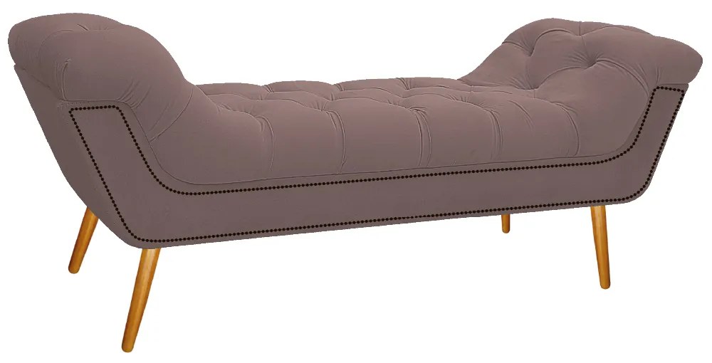 Calçadeira Estofada Veneza 160 cm Queen Size Linho Rosê - ADJ Decor