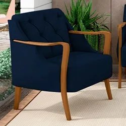 Poltrona Decorativa para Sala de Estar Capitonê Lapa M22 Veludo Azul M