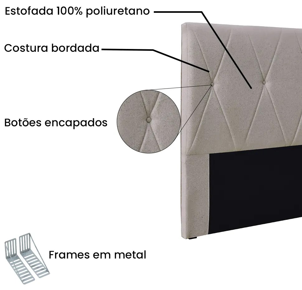 Cabeceira Cama Box Casal 140 cm Aquilla Linho S04 - D'Rossi - Areia