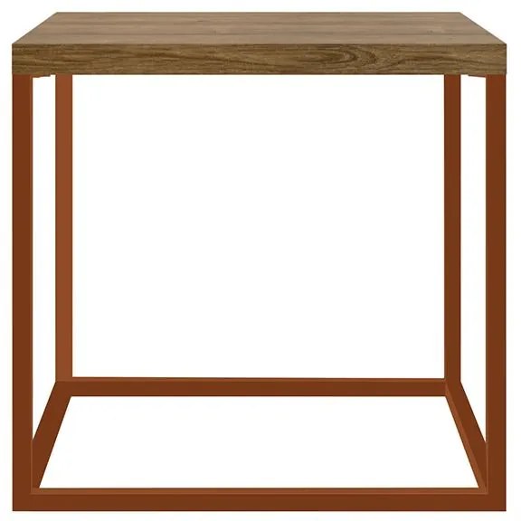 Mesa Lateral Cube M Estilo Industrial Baixa - Vermont/cobre
