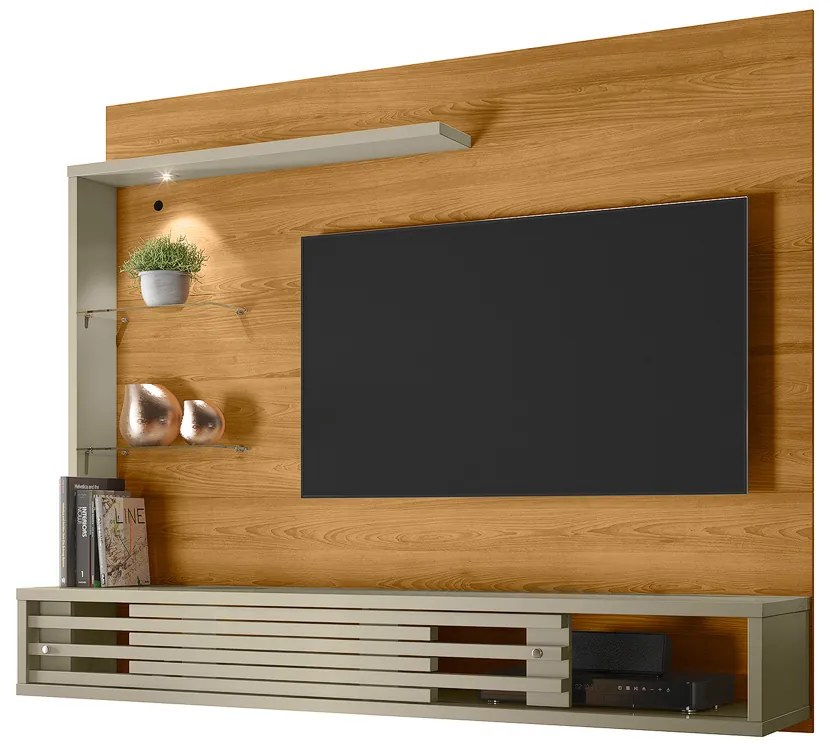 Painel TV 50 Pol 160cm Bancada Suspensa Sala Ravian M20 - D'Rossi - Cumaru e Opala