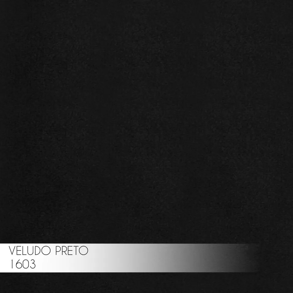 Banqueta Decorativa Billie Base Bronze Veludo Preto G41 - Gran Belo