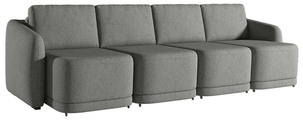 Sofá Cama Modulado Retrátil e Reclinável Decorativo Varsóvia 396cm Linho Cinza Chumbo G33 - Gran Belo