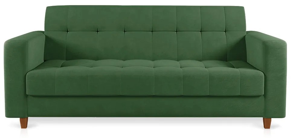 Sofá 03 Lugares Arezzo Suede Pés Chanfrado Castanho - D'Rossi - Verde