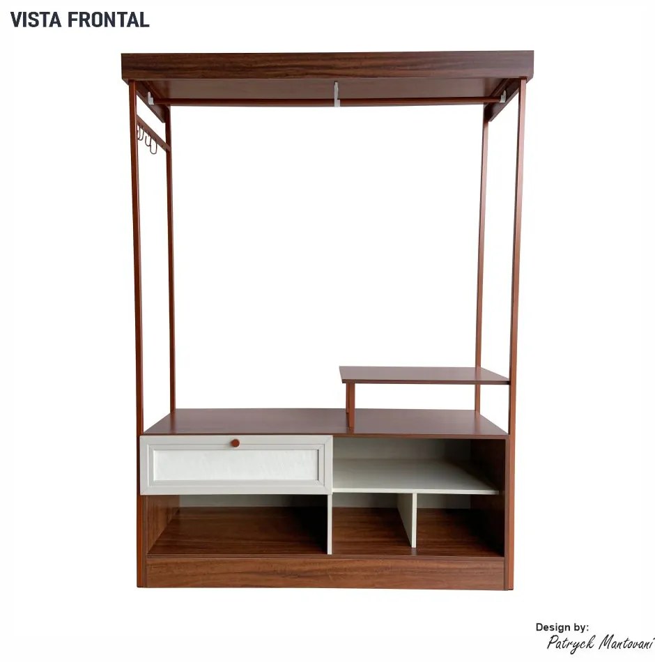 Closet Guarda Roupa Iron 1 Gaveta Imbuia/Bege/Cobre - Vizzato - Marrom