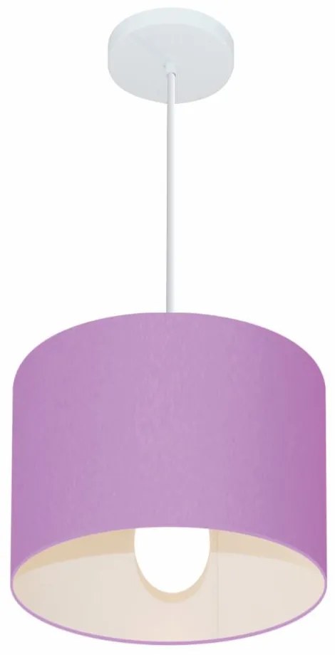 Lustre Pendente Cilíndrico Md-4054 Cúpula em Tecido 30x21cm Lilás - Bivolt