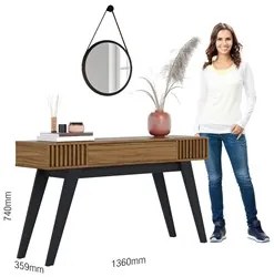Aparador Para Sala de Estar Valerie Com Espelho Adnet 67cm C05 Preto/N
