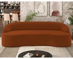 Sofá 3 Lugares para Sala de Estar Living 210cm Theo D06 Veludo Laranja