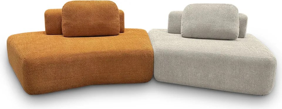 Sofá Ilha Sala de Estar Modulado Dakota Encosto Almofadas Soltas Bouclê Rústico Terracota/Greige G33 - Gran Belo