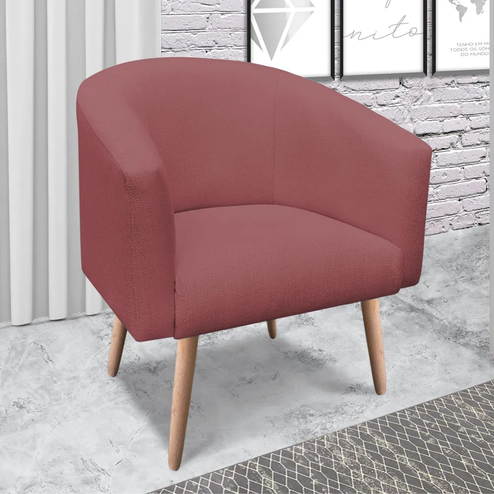Poltrona Sala Kit 02 Stella Pé Palito Natural Linho Whisky Rose A106 D03 - D'Rossi