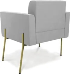 Poltrona Para Sala Pé Metal Dourado Kit 2 Ana Suede Cinza - Ibiza