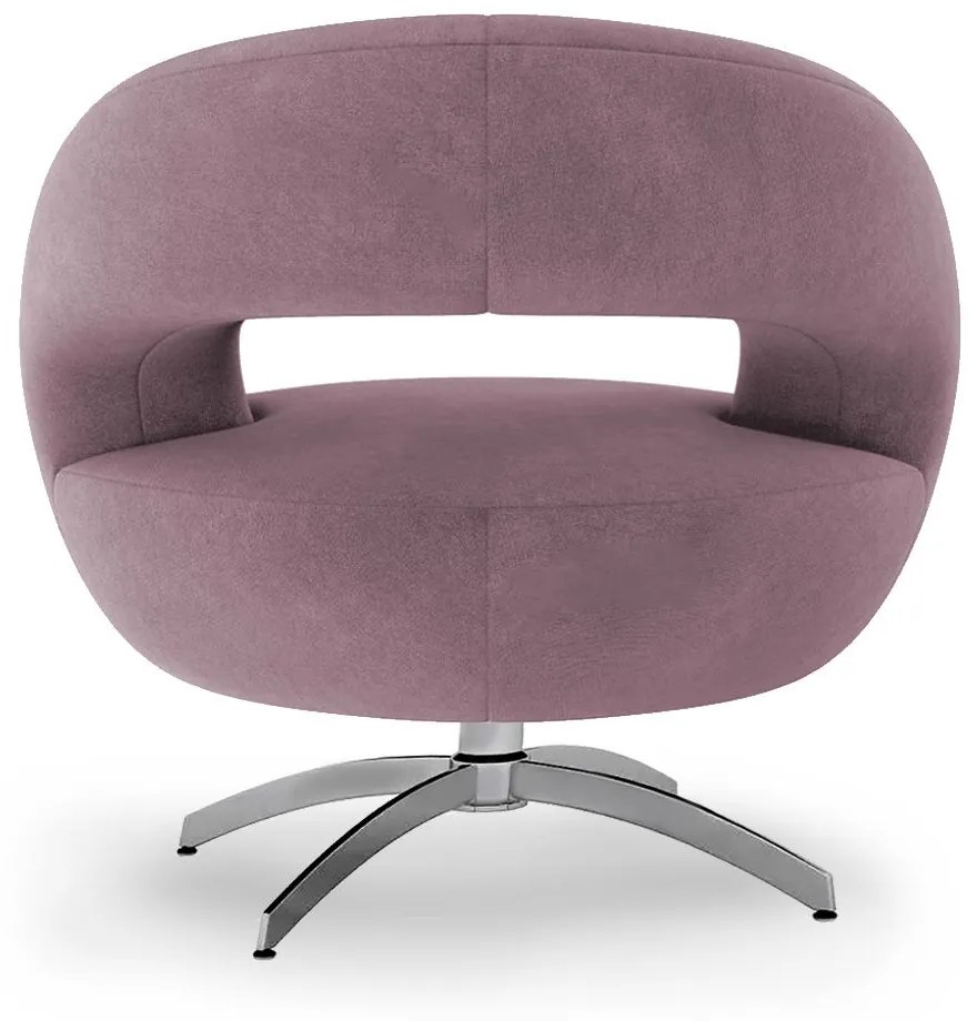 Poltrona Decorativa Base Giratória Topázio Veludo Rosê - Sheep Estofados - Rosa