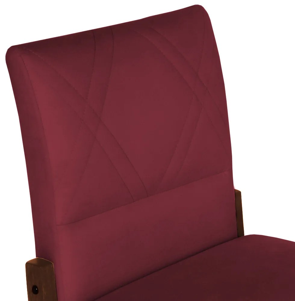 Conjunto 8 Cadeiras De Jantar Aurora Base Madeira Maciça Estofada Suede Bordô