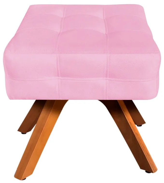 Kit 02 Puffs Giratório Elisa Suede Base Madeira MM30 D03 - D'Rossi - Rosa Bebê