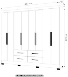 Guarda Roupa Casal 237cm 8 Portas Archi Freijó/Off Z17       - Mpozena