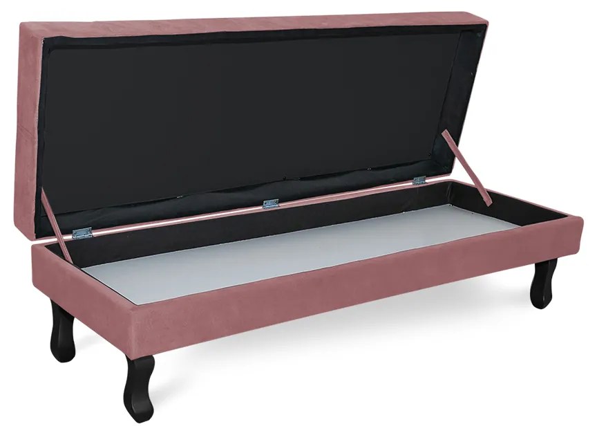 Puff Baú Decorativo Capitonê Luis XV 100x40cm Suede Rosa - Sheep Estofados - Rosa