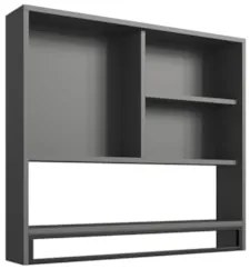 Gabinete Banheiro Liny Com Cuba e Espelheira Moscow Grafite Z54 - Mpoz