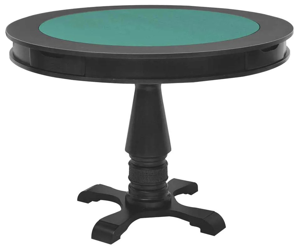 Mesa de Jogos Carteado Victoria 4 Lugares Redonda Tampo Reversível com Gavetas e Porta Copos Preto Fosco G36 - Gran Belo