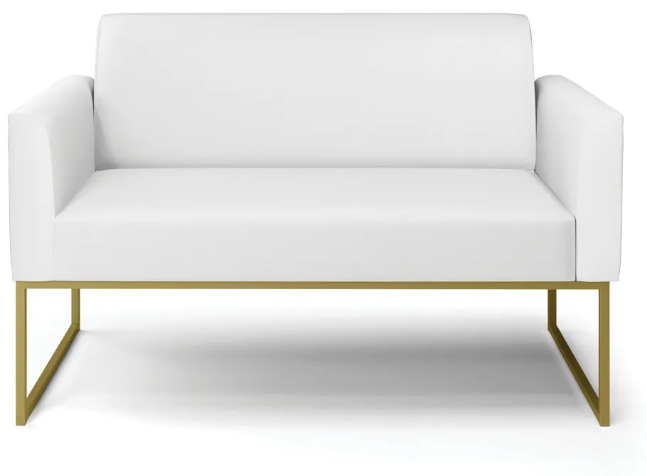 Sofá Namoradeira Base Industrial Dourado Marisa Corino D03 - D'Rossi - Branco