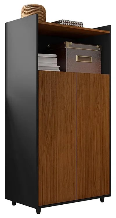 Armário Para Escritório Alto Halpert MDF Caiena/Preto G11 - Gran Belo