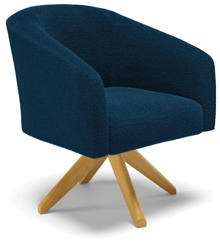 Poltrona Decorativa Giratória MA30 Stella Bouclê D03 - D'Rossi - Azul