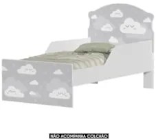 Mini Cama Infantil 148x68cm Com Proteção Lateral Nuvens K06 - Mpozenat