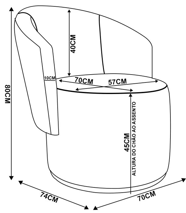 Poltrona Decorativa Orgânica Fixa para Sala Kit 2 Malu Veludo Preto M11 - D'Rossi