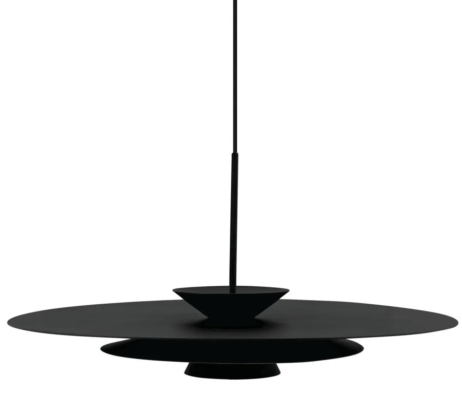 Pendente Tule Ø60X25,5Cm 1Xmr16 - Usina 25122/60 (PT - Preto Texturizado, PT - Preto Texturizado)