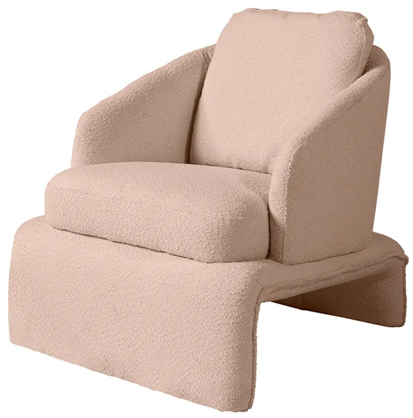 Poltrona Design Califa Encosto Almofadado Bouclê Bege G92 - Gran Belo