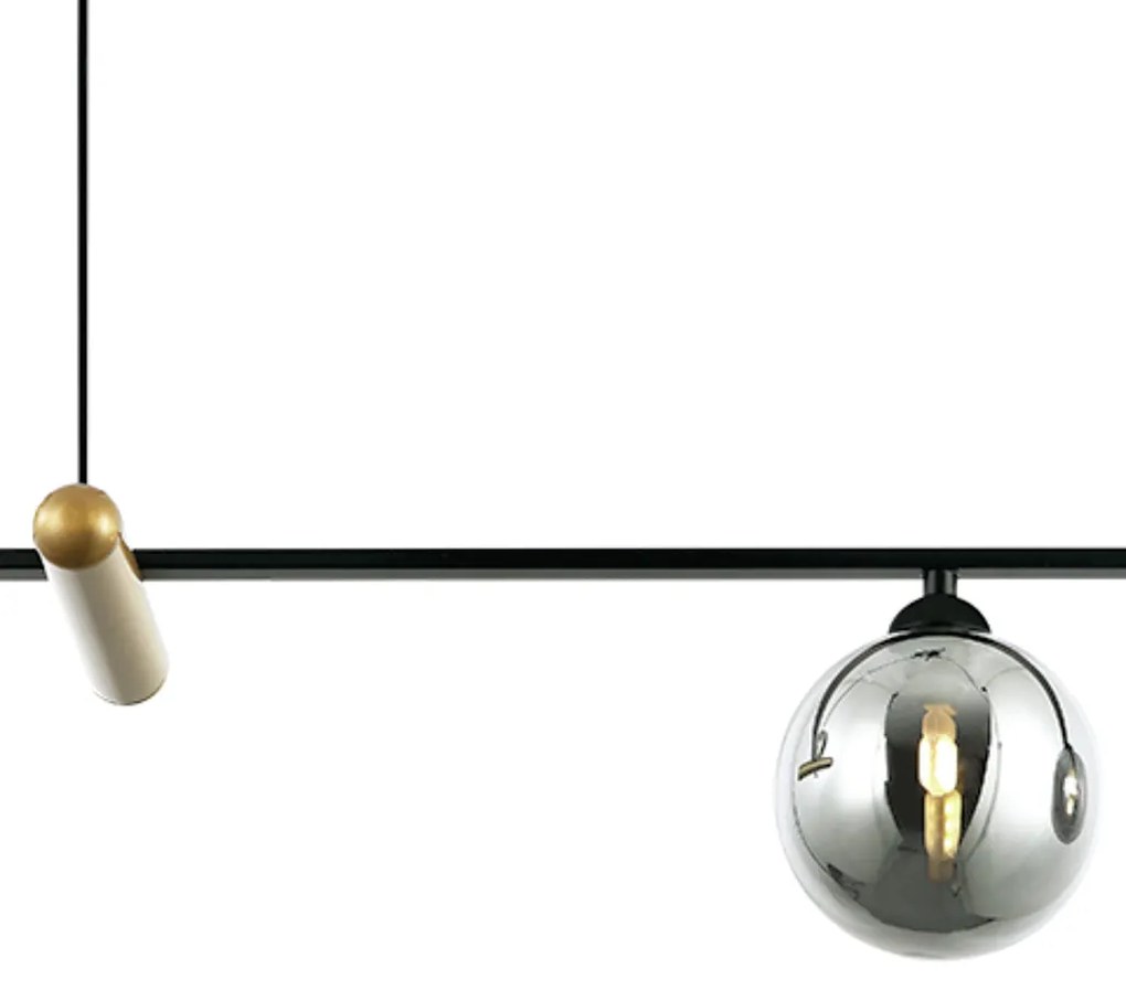 Pendente Bambu Metal Preto E Bronze Vidro Fume 19X80X29Cm 3Xg9 | Bella...