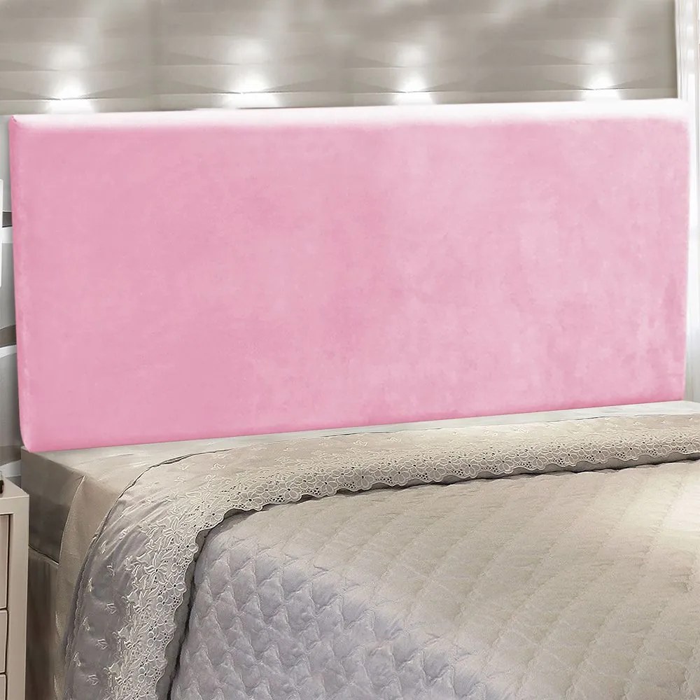 Cabeceira Painel Clean para Cama Box Casal 140 cm Suede M11- D'Rossi - Rosa Bebê
