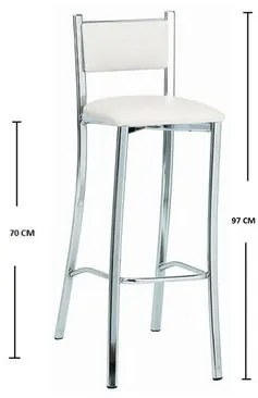 Banqueta Alta Cromada com Estofamento em Corino Branco 12487 Sun House