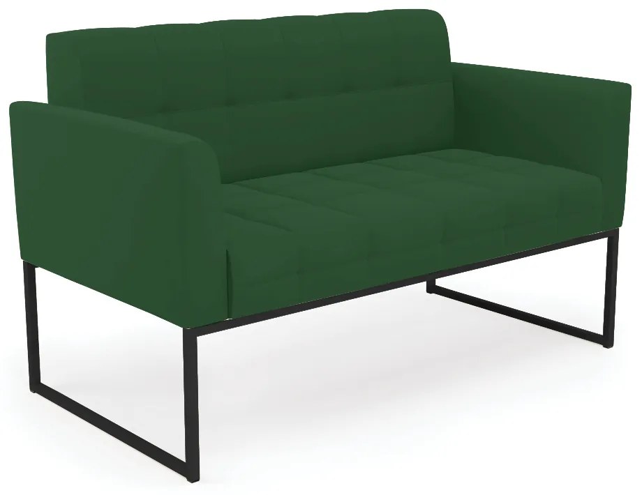 Sofá Namoradeira Elisa Veludo Verde Base Metálica Industrial Preto - D'Rossi