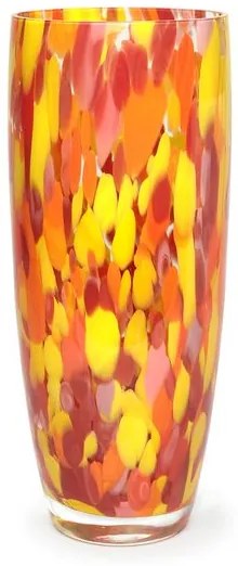 Vaso AD3 Multicor Amarelo, Laranja e Coral Murano Cristais Cadoro