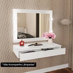 Penteadeira Suspensa PE2004 com Painel Espelho PE2006 Branco - Tecno M