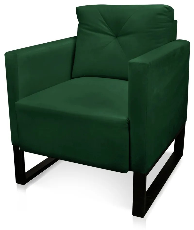 Kit 2 Poltronas Luisa Suede Verde Base Industrial Metálica Preto D01 - D'Rossi