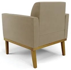 Poltrona Base Madeira Castanho Kit 2 Maressa Suede Marrom RT - Ibiza