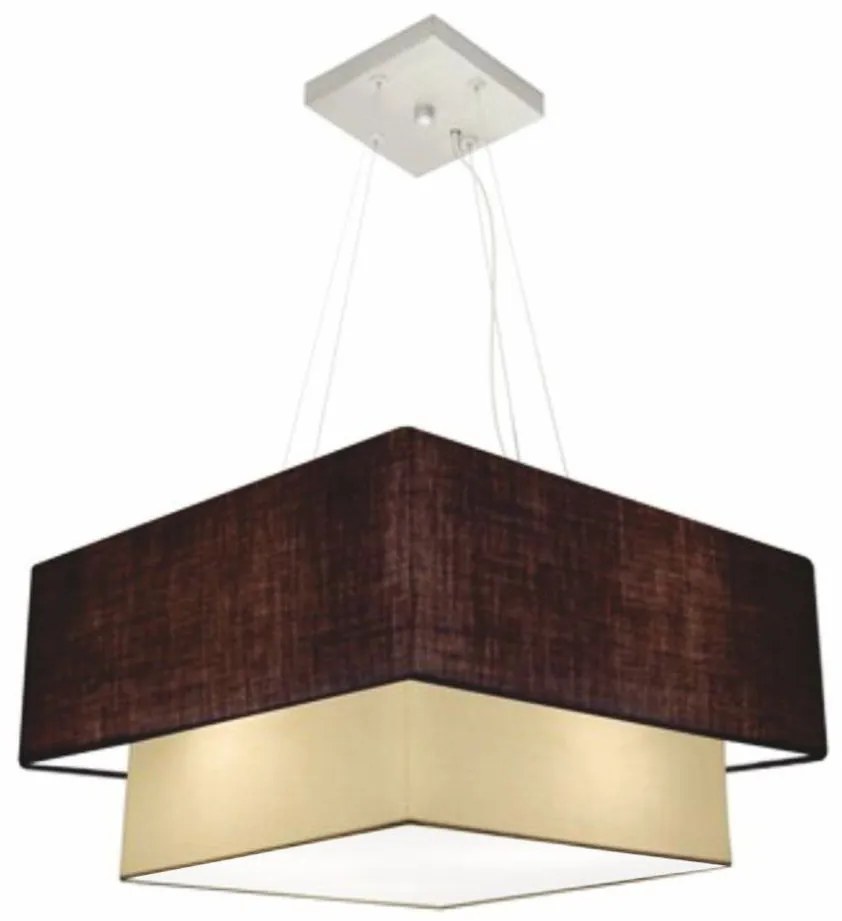 Lustre Pendente Duplo Quadrado Vivare Md-4066 Cúpula em Tecido 50x35cm - Bivolt