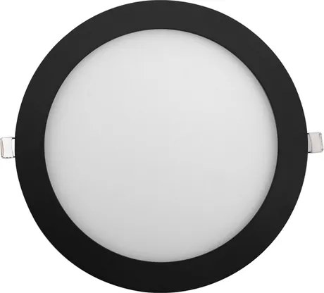 Plafon Led De Embutir Redondo Preto 18W Moldura - LED BRANCO QUENTE (3000K)