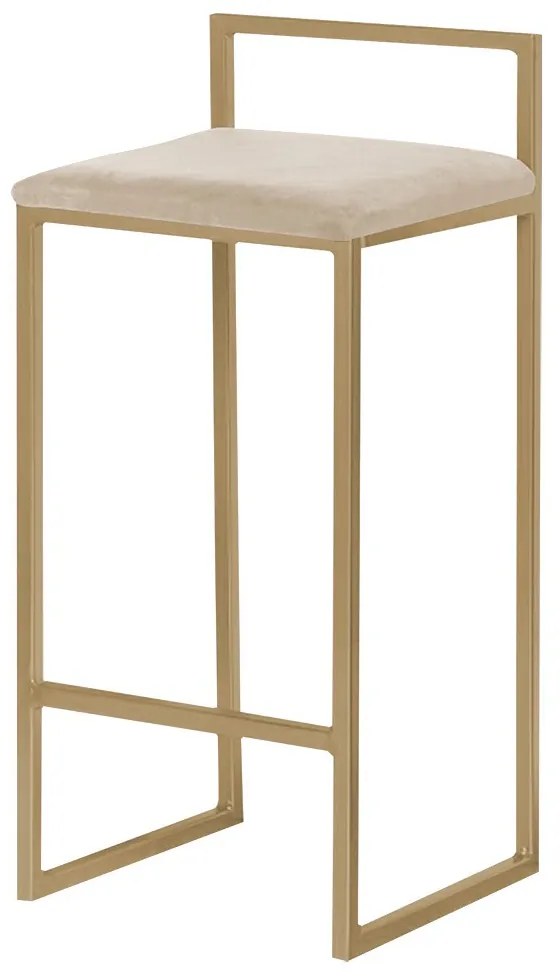 Banqueta Decorativa Selena Base Gold Veludo Bege G41 - Gran Belo