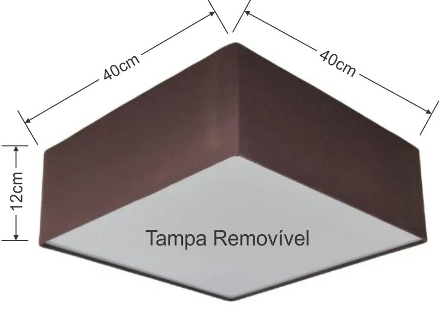 Plafon Quadrado Md-3050 Cúpula em Tecido 40x40X12cm Café - Bivolt