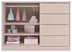 Jogo de Quarto Infantil Guarda Roupa e Cômoda Pérola Rose - Phoenix
