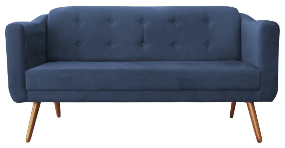 Namoradeira Bruna 1,60 m 3 Lugares Pés Palito Suede Azul Marinho