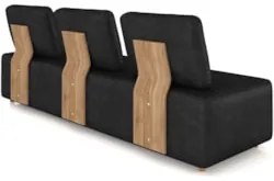 Sofá 3 Lugares 222cm Sala de Estar Rovier Sintético Preto Z32 - Mpozen