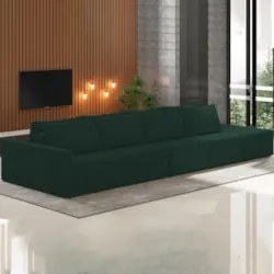 Sofá Ilha Modular com Puff para Sala Living 432cm Georgia Z08 Veludo V