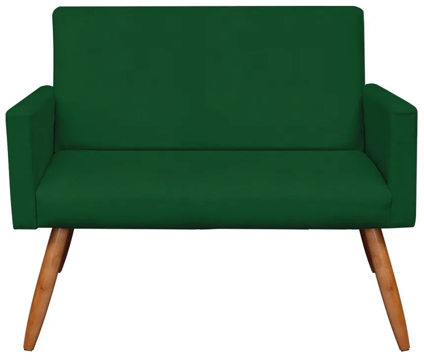 Kit 01 Namoradeira com 02 Poltronas e 02 Puffs Larissa Suede Pés Palito Castanho D'Rossi - Verde