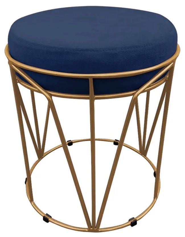KIT 02 PUFF BABU SUEDE BASE DOURADO DROS - Azul Marinho